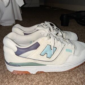 New Balance 550 White and Teal Sneakers